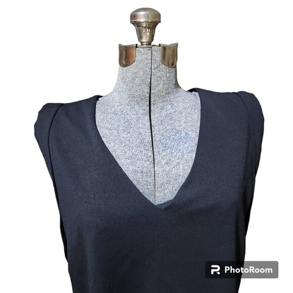 Banana Republic Blouse Womens V Neck Sleeveless Black Shirt Side Slits - Picture 4 of 9